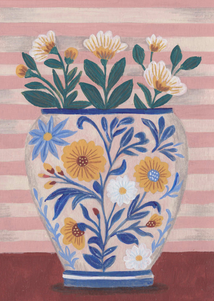 Potted Florals Pastels & Stripes | Canvas