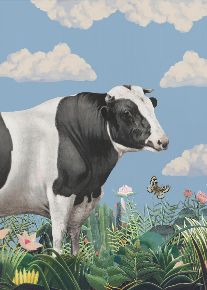Colourful Portraits of Happy Cows (butterfly Included) | Canvas
