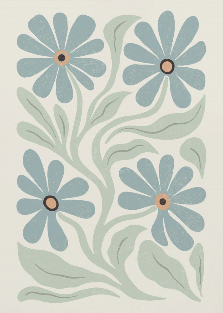 Abstract Flowers Blue and Green | Canvas