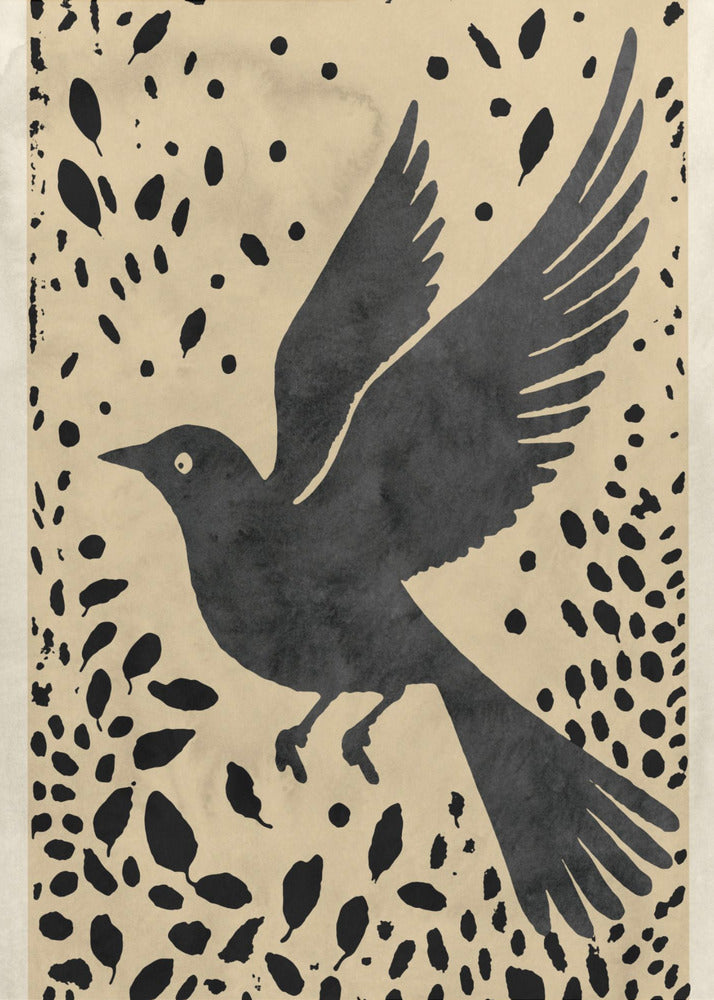 Bird In Flight Surrounded By Scattered Leaves | Canvas