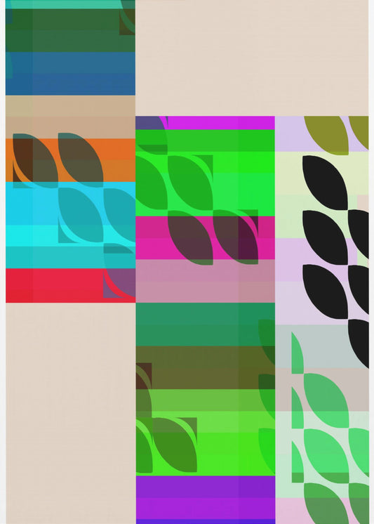 Vibrant Geometric Shapes And Leaf Patterns | Canvas