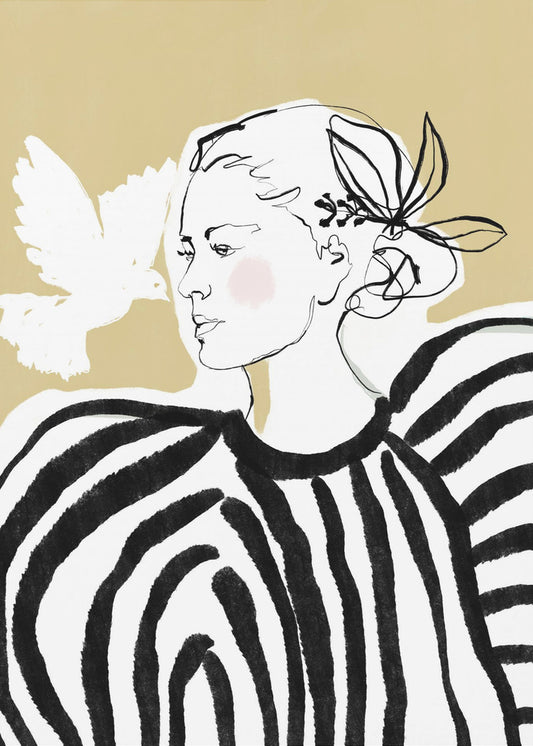 Woman Profile with a Zebra Stripe Pattern | Canvas