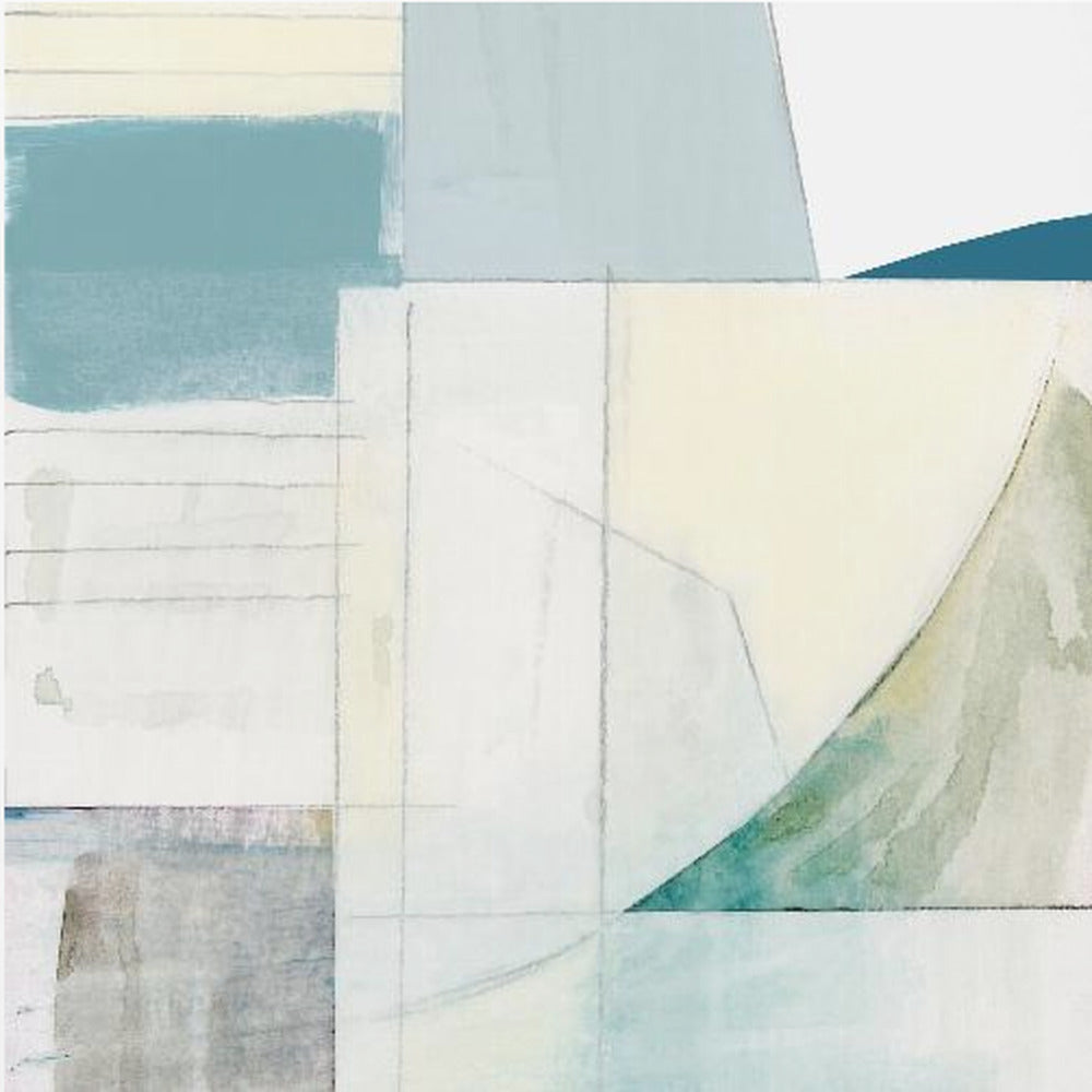 Abstract Blue and White Shapes Neutral No 1 Print | Poster