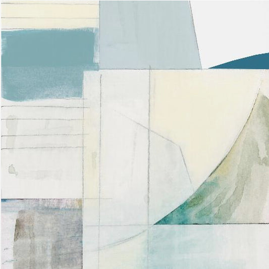 Abstract Blue and White Shapes Neutral No 1 Print | Canvas