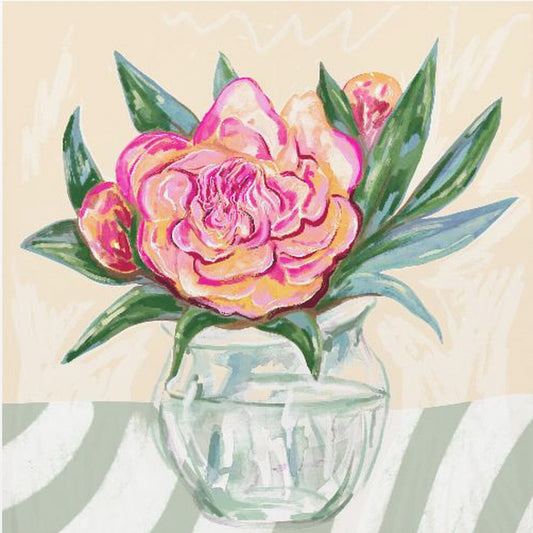 Peony in Glass Vase | Poster