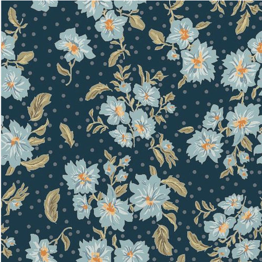 Floral Heritage bouquet moonshine blue pattern | Canvas