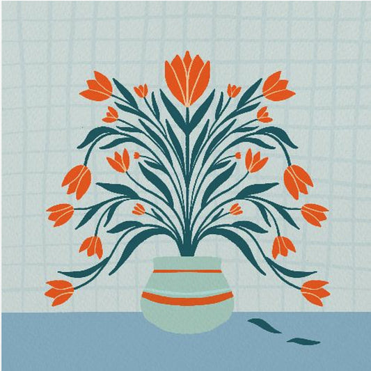 Tulips in a vase - turquoise | Poster