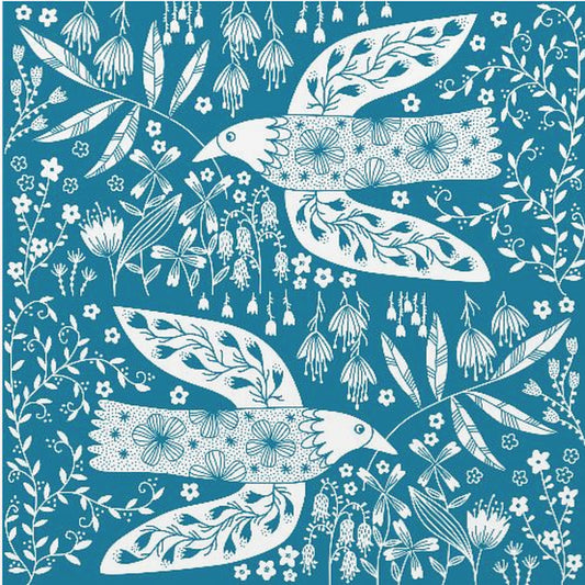 Peace Doves And Flowers White On Teal Green | Canvas