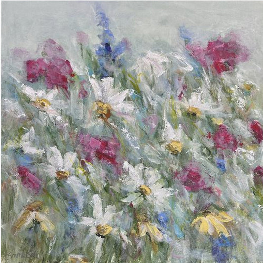 Daisy in Pink White and Yellow Hues | Canvas