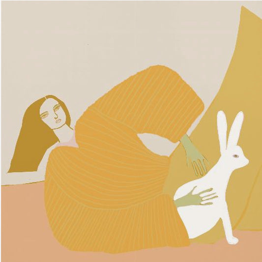 GOLD lady with rabbit | Poster