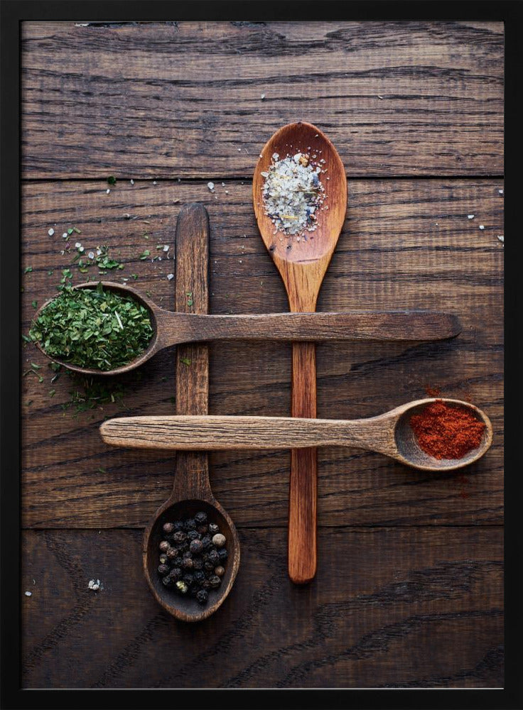 Wooden Spoons With Colorful Spices | Poster