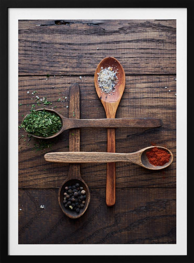 Wooden Spoons With Colorful Spices | Poster