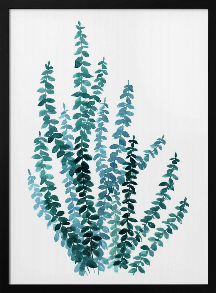 Watercolor eucalyptus branch in teal | Poster