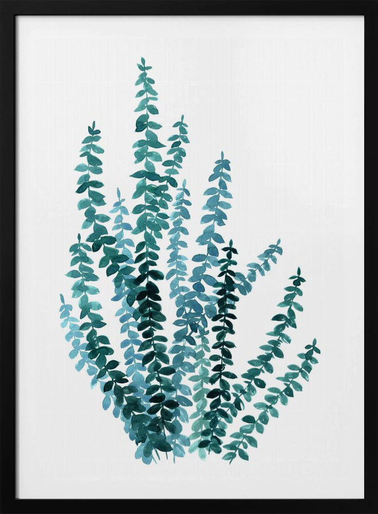 Watercolor eucalyptus branch in teal | Poster
