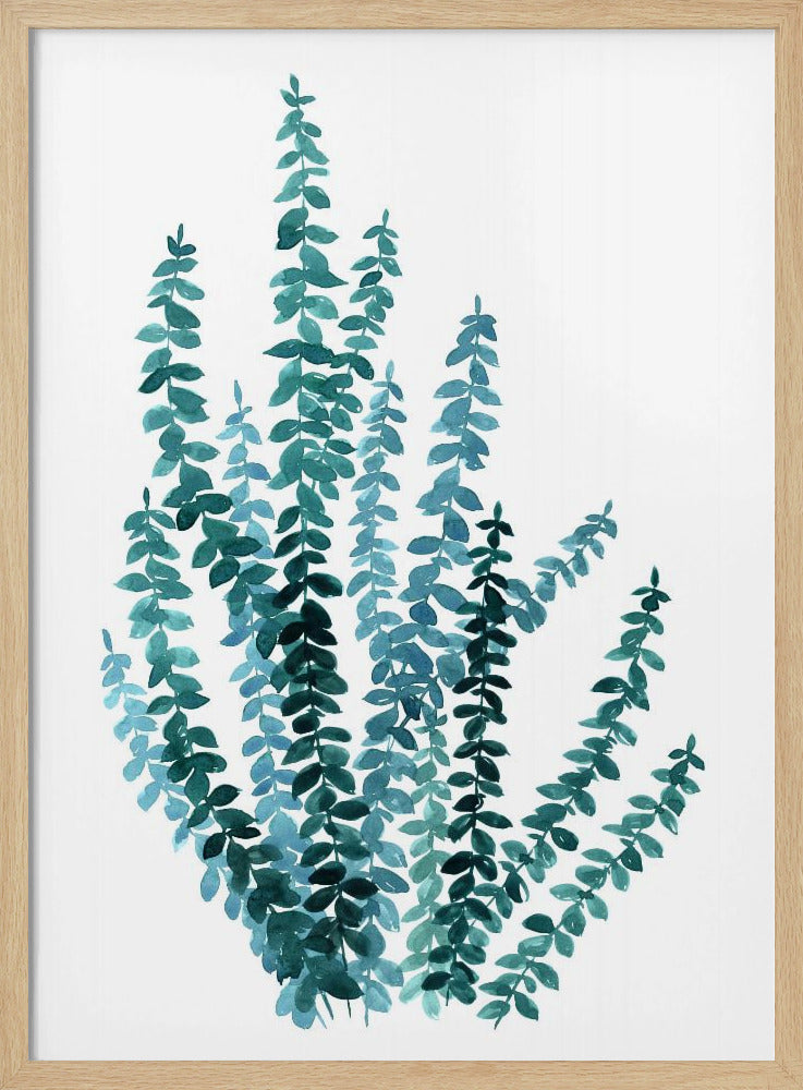 Watercolor eucalyptus branch in teal | Poster