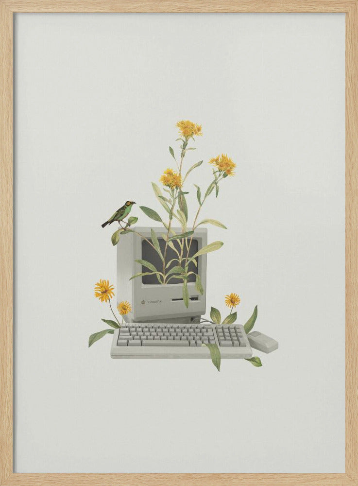 Floral vintage computer | Poster