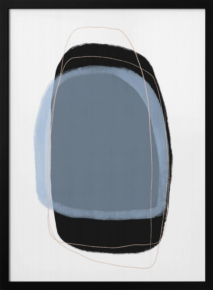 Geometric Shapes In Muted Blue And Black Tones | Poster