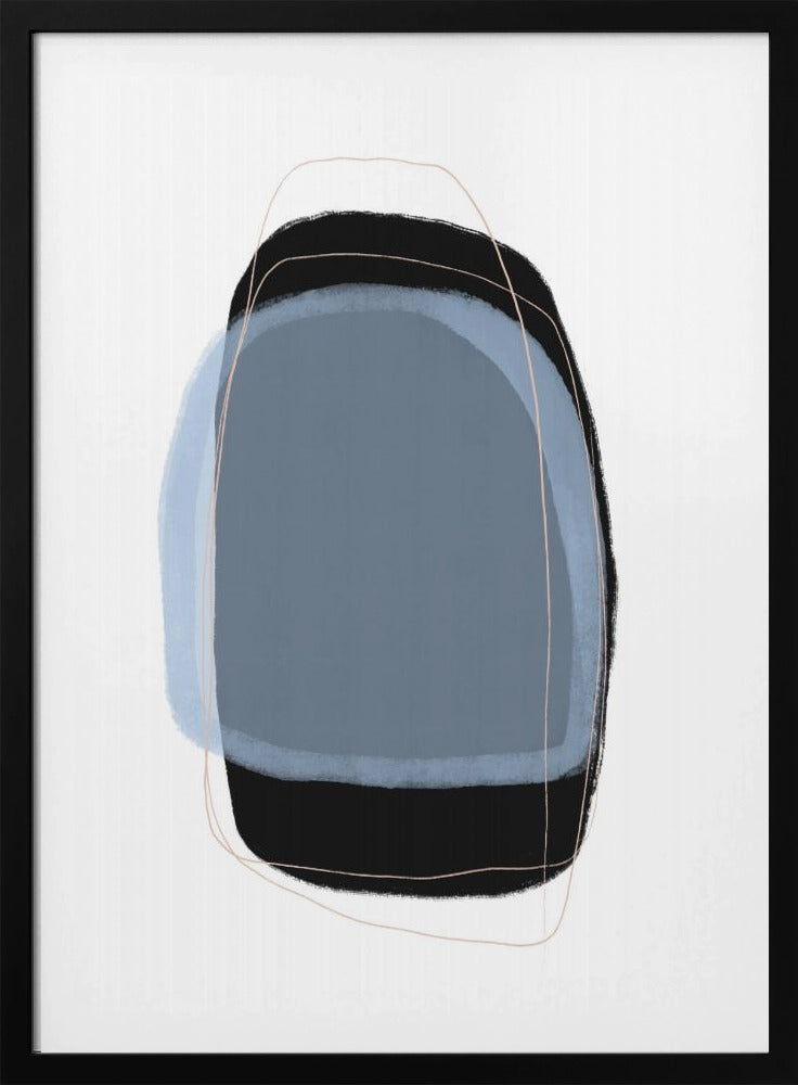 Geometric Shapes In Muted Blue And Black Tones | Poster