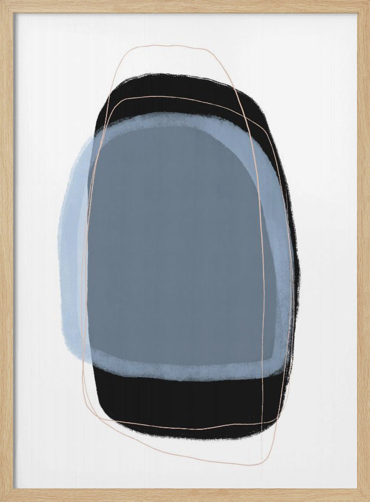 Geometric Shapes In Muted Blue And Black Tones | Poster