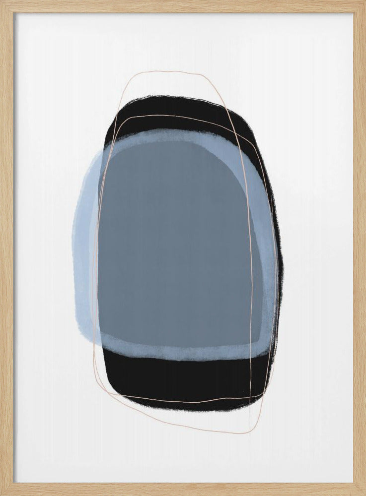 Geometric Shapes In Muted Blue And Black Tones | Poster