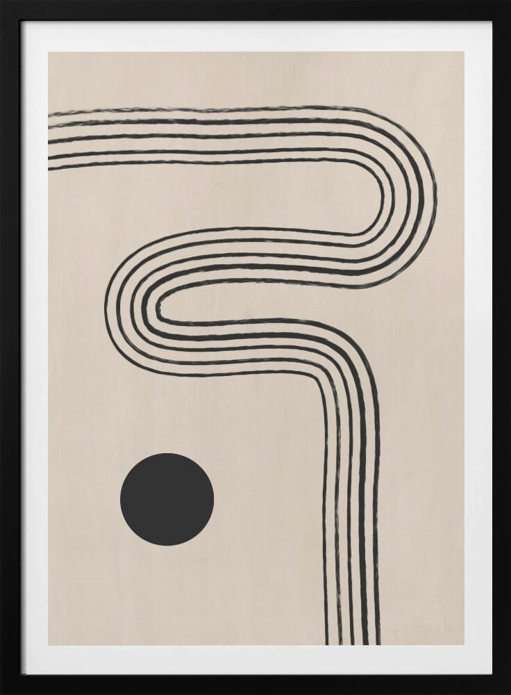 Black Curved Lines and a Circle | Poster