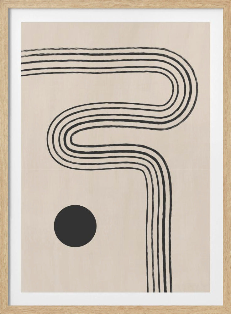 Black Curved Lines and a Circle | Poster