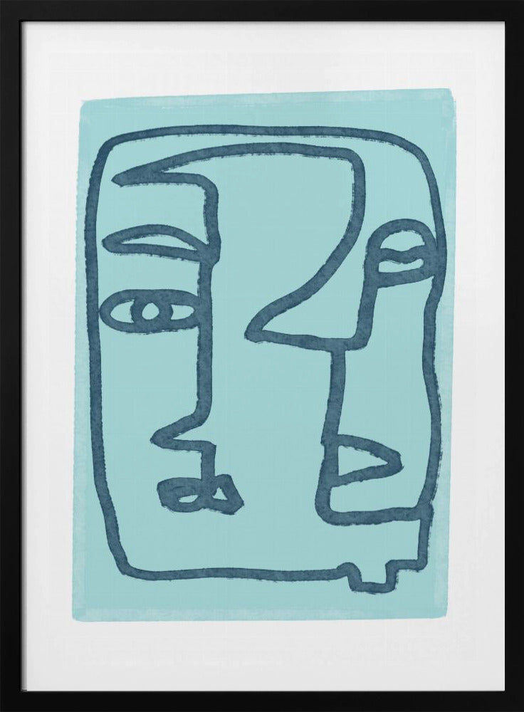 Blue Abstract Faces | Poster