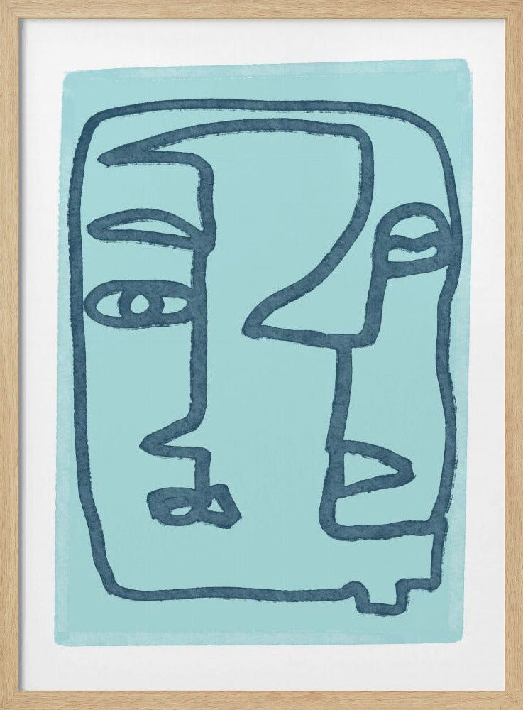 Blue Abstract Faces | Poster
