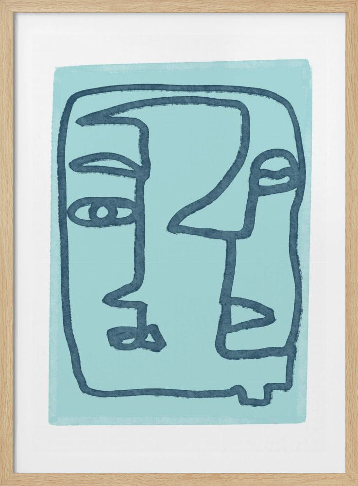 Blue Abstract Faces | Poster