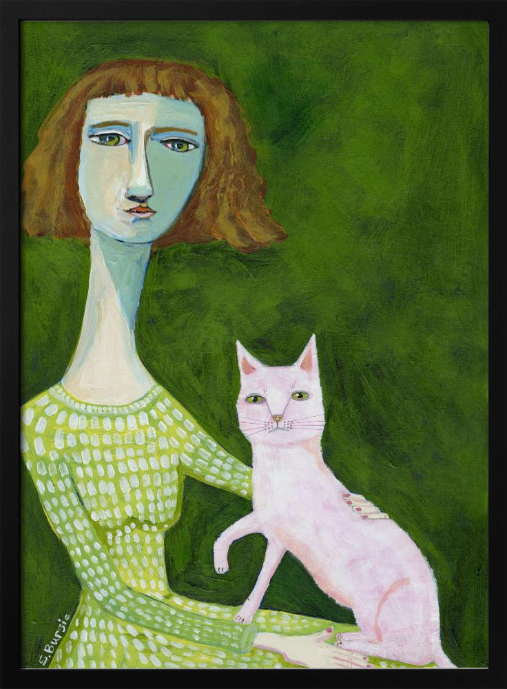 Cat Lady with pink cat | Poster