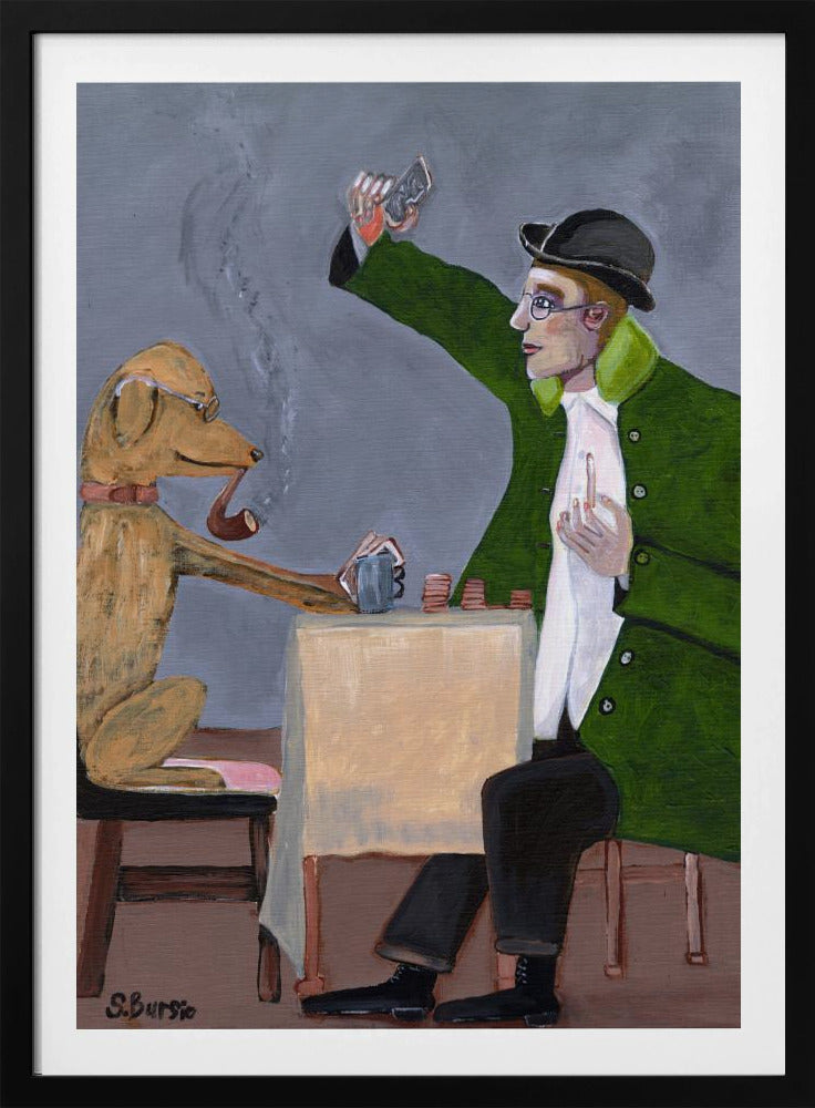 Humour Card Game with Dog Vintage | Poster