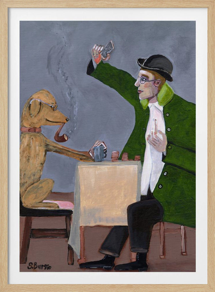 Humour Card Game with Dog Vintage | Poster