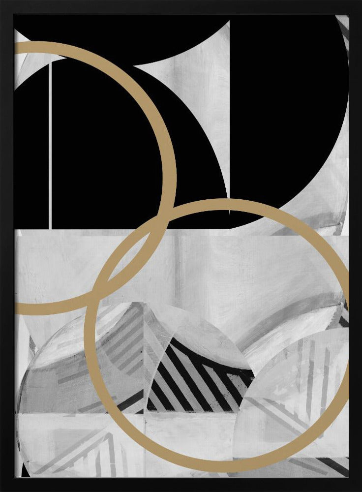 Black and White Stripes Gold Spheres No2 | Poster