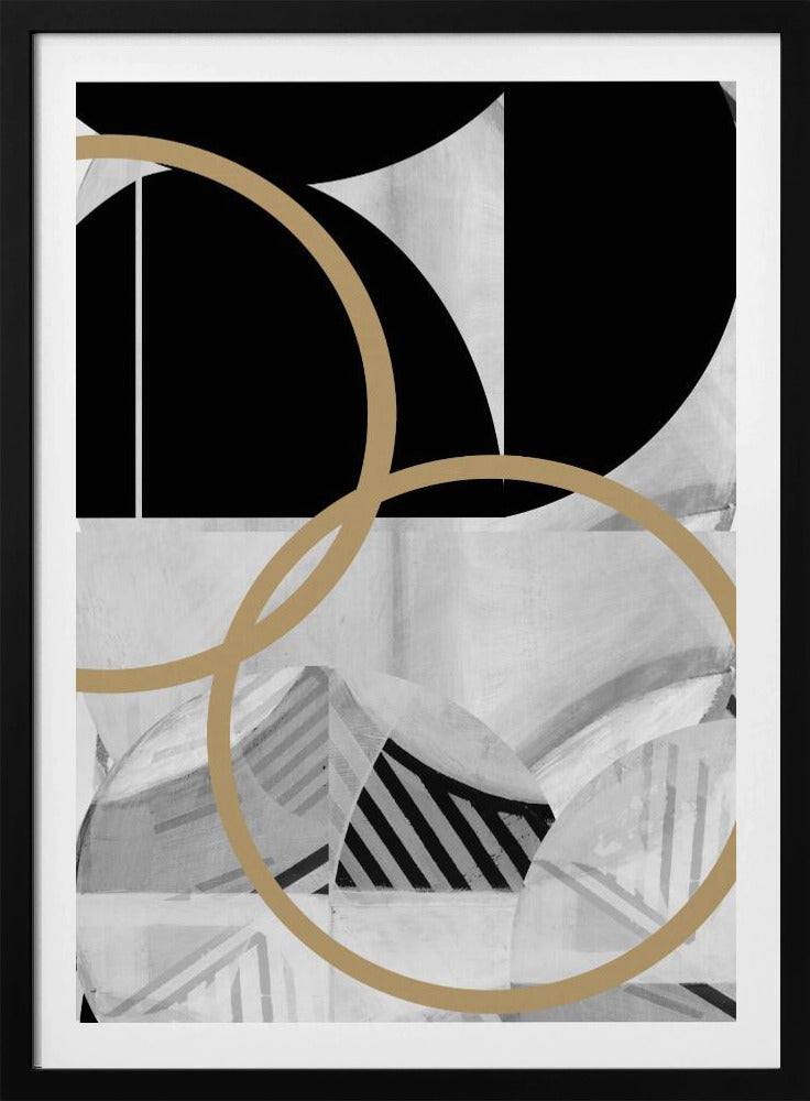 Black and White Stripes Gold Spheres No2 | Poster