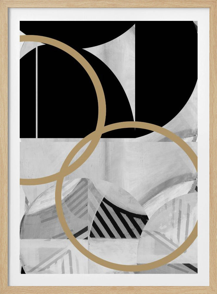 Black and White Stripes Gold Spheres No2 | Poster
