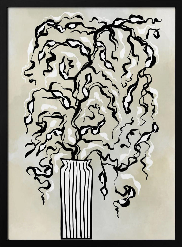 Stylized Plant In A Striped Vase | Poster