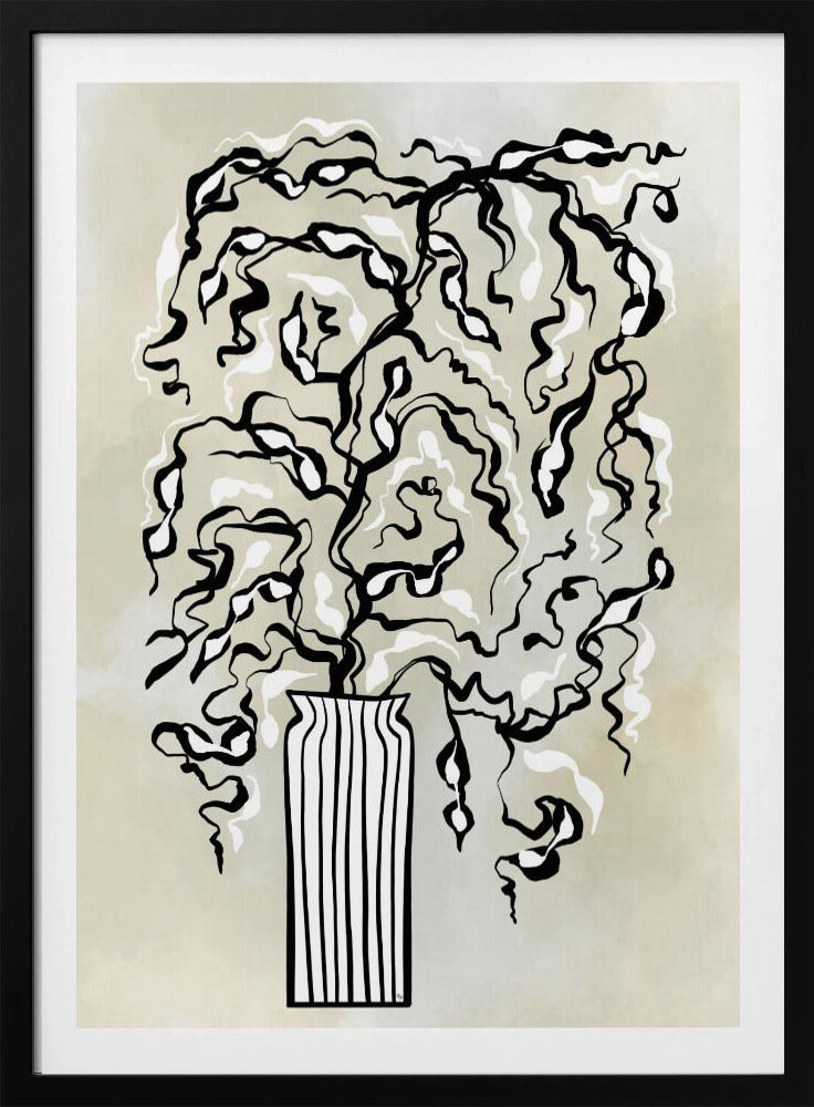 Stylized Plant In A Striped Vase | Poster