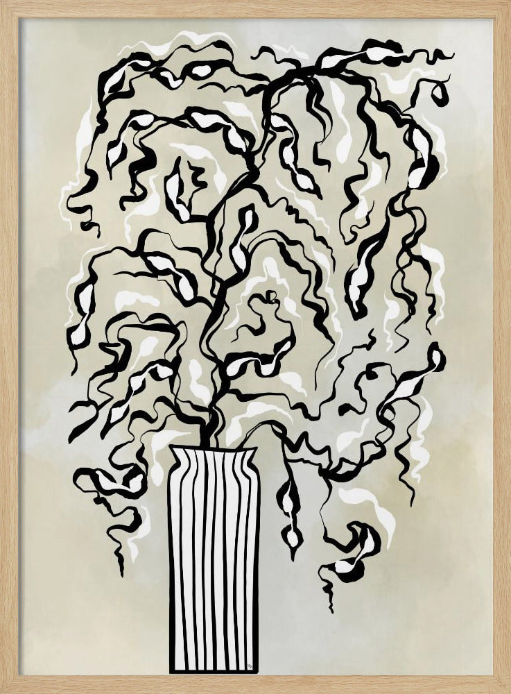 Stylized Plant In A Striped Vase | Poster