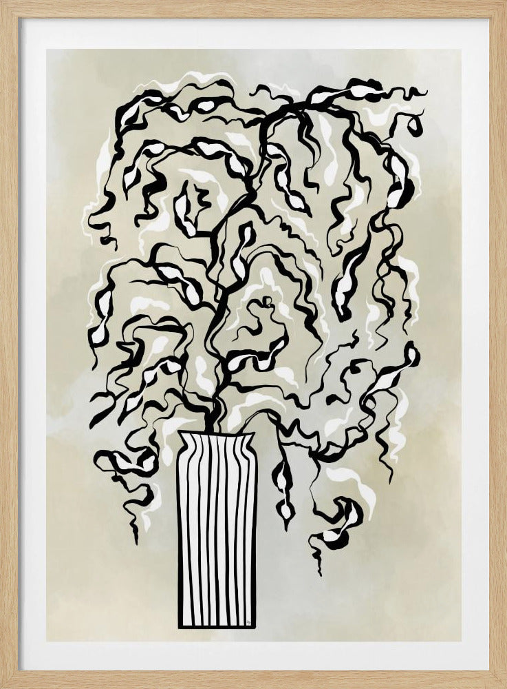 Stylized Plant In A Striped Vase | Poster