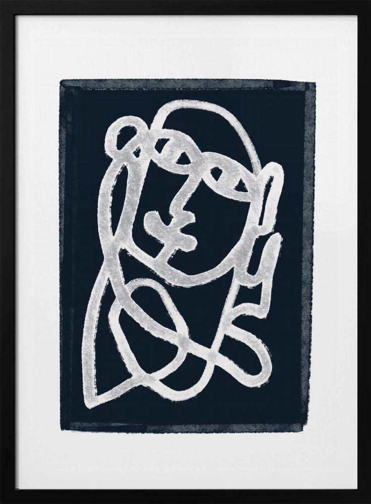 Navy Abstract Line Drawing | Poster