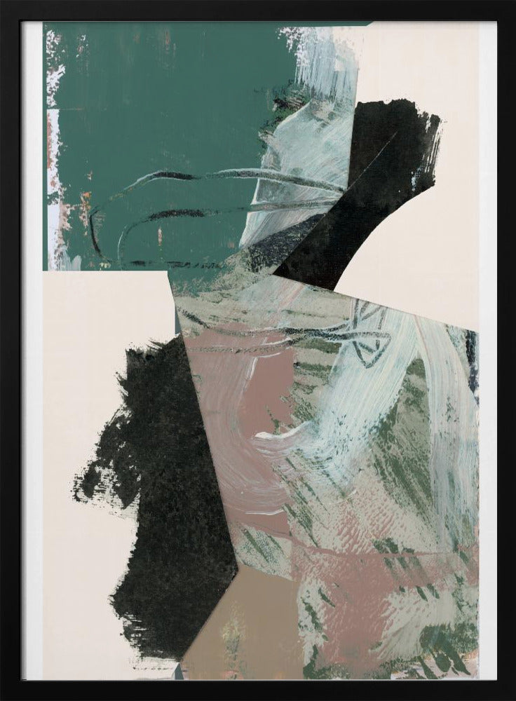 Green Peach Neutral Black Abstract 1 | Poster