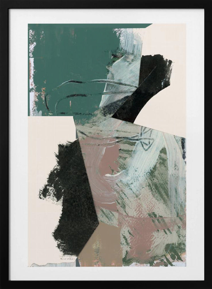 Green Peach Neutral Black Abstract 1 | Poster