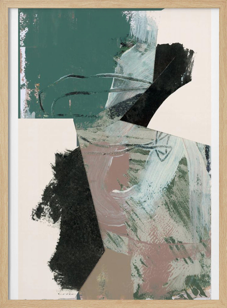 Green Peach Neutral Black Abstract 1 | Poster