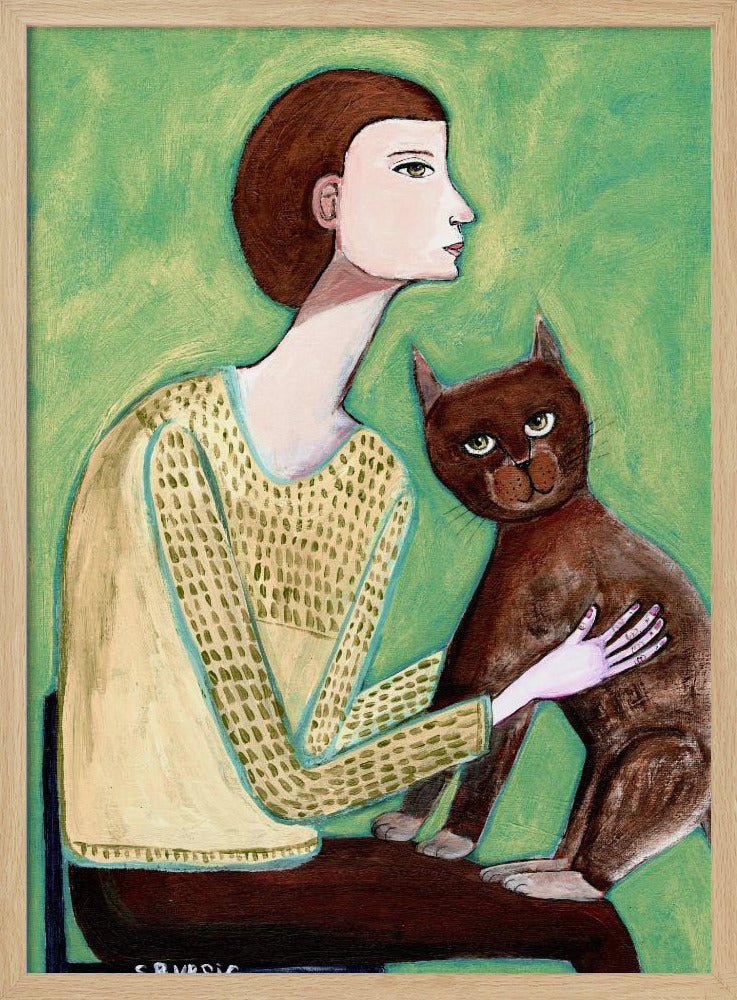 Woman with cat | Poster