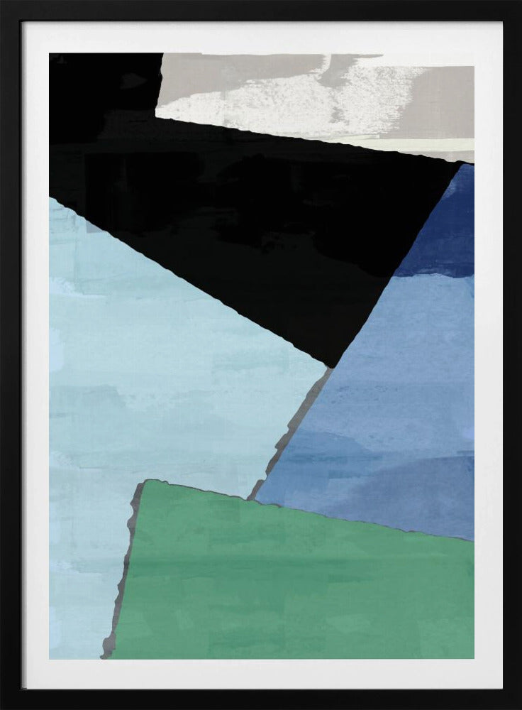Abstract Blocks in Blue, Green and Black | Poster