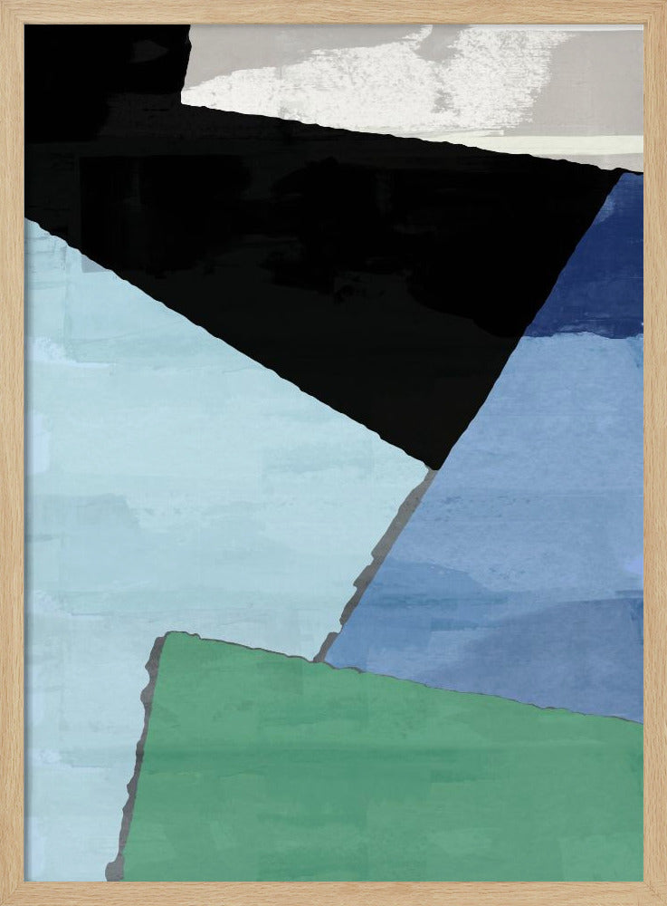 Abstract Blocks in Blue, Green and Black | Poster