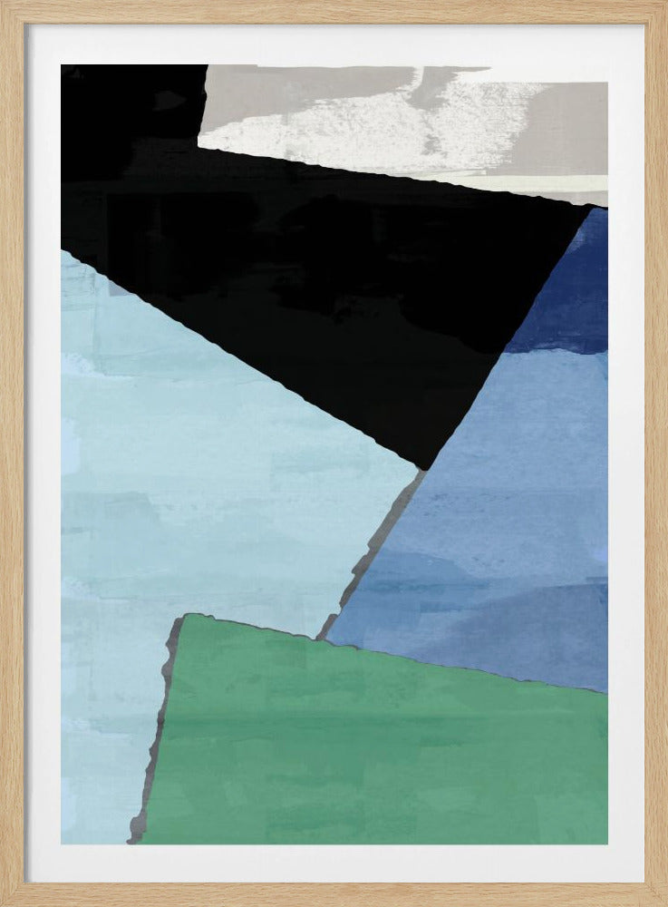 Abstract Blocks in Blue, Green and Black | Poster