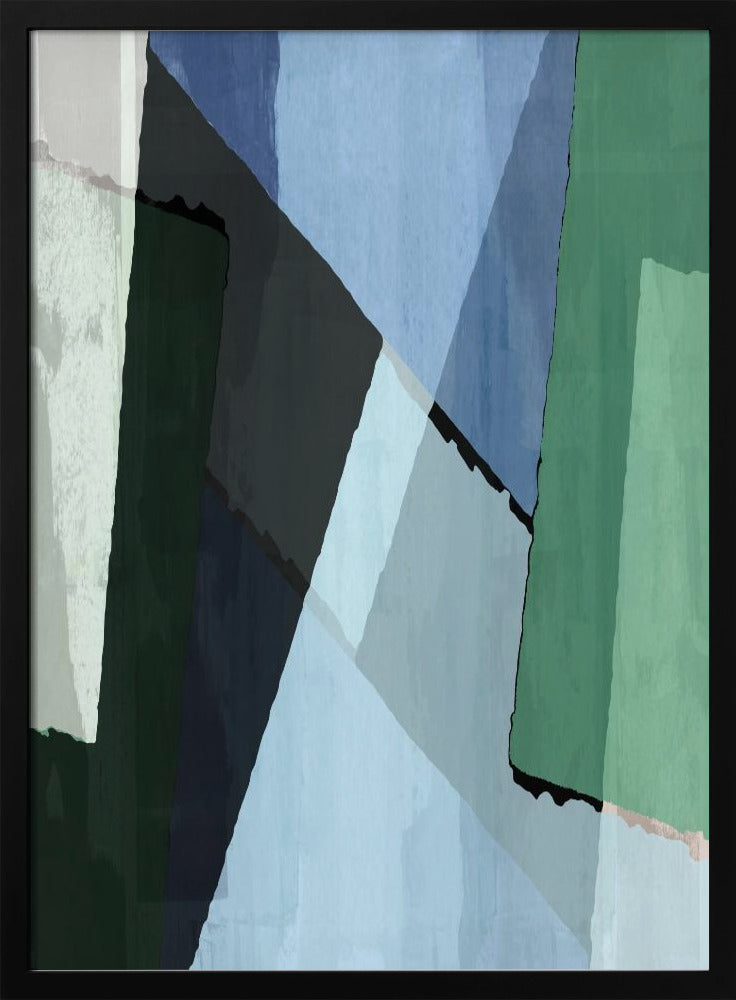 Abstract Blocks in Blue, Green and Black | Poster