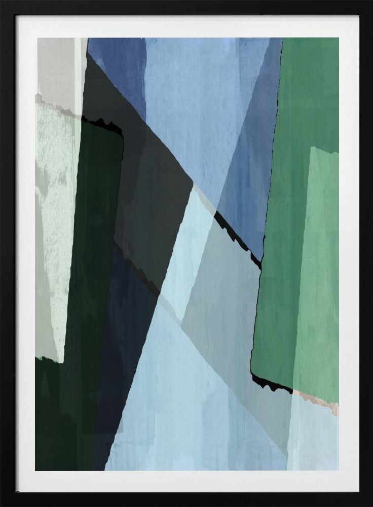 Abstract Blocks in Blue, Green and Black | Poster