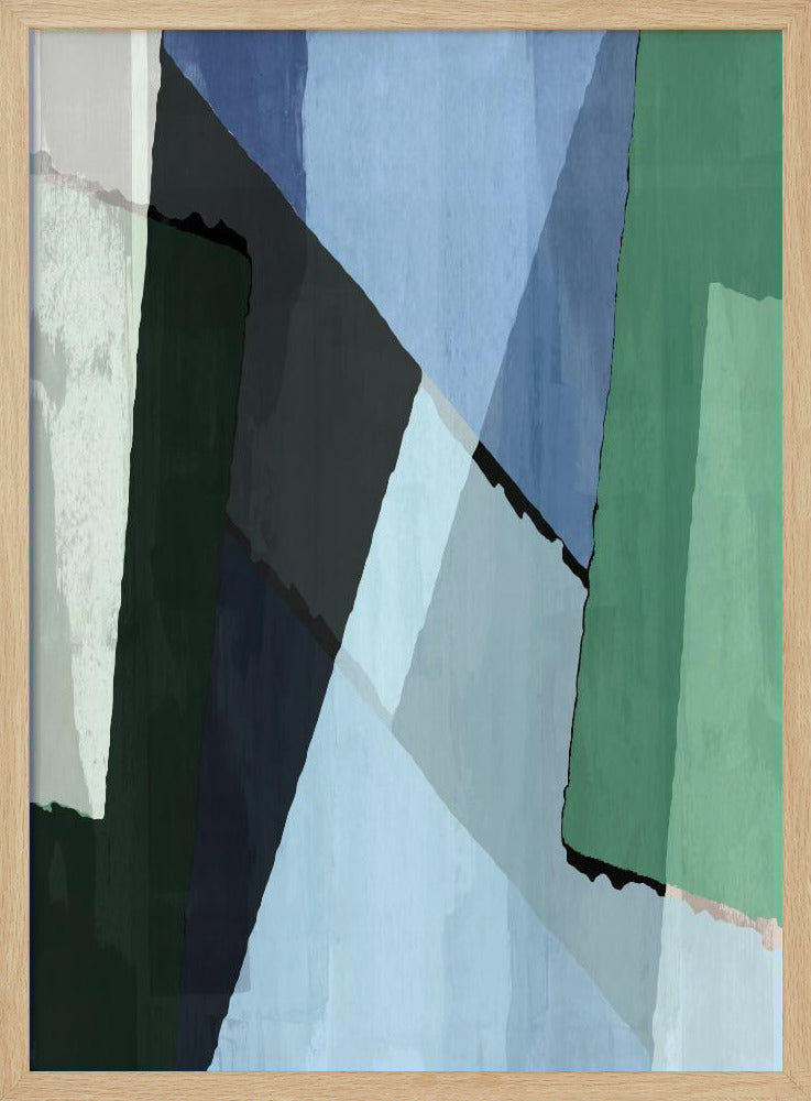 Abstract Blocks in Blue, Green and Black | Poster
